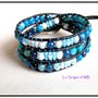 Wrap Bracelet con perle di agata blu e mezzi cristalli celesti