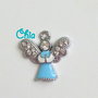 1 charm angioletto smalto + strass azzurro 