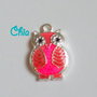 1 charm gufetto smalto rosa fluo