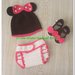 Abitino Minnie a uncinetto per neonata, con cappello, scarpine e copri pannolino
