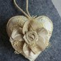 CUORE in stoffa bianco shabby