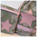 Sacchetto asilo in cotone verde camouflage con stella rosa e busta coordinata