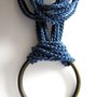 Collana in cotone blu ed anello di ottone vintage originale anni '70