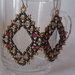 Orecchini di perline "Quadro" colore ametista, rosa, bronzo e dorato