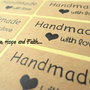 LOTTO 6 stickers adesivi in carta "Handmade with Love" (circa 4x2cm)