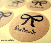 LOTTO 6 stickers adesivi in carta "Handmade" (diametro 3x3cm)