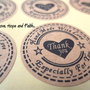 LOTTO 6 stickers adesivi in carta "Handmade - Thank you" (diametro 3x3cm)