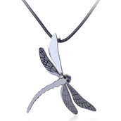 Ciondolo charm pendente libellula in acciaio color argento