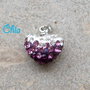 1 charm cuoricino strass bianchi e lilla