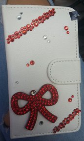 Cover decorata strass s4 fiocco rosso Samsung galaxy s4