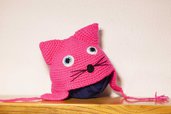 Cappellino a forma di gatto realizzato in lana acrilica creato sia per neonato che per bambino ragazzo e adulto simpatica idea regalo natale