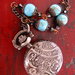 Filigree vintage watch locket necklace with turquoise stone and Swarovski big crystals