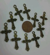 Lotto stock 10 charms charm croce dio Gesù crocifisso crocefisso bronzo no ferro
