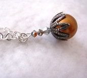 Simple Copper gold Swarovski pearl Necklace