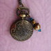 Victorian Style Pocket Watch Locket Necklace with Agate stone