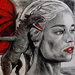 Ritratto Daenerys Targaryen con drago il trono di spade acrilico moderno 