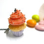Cupcake glassato collana lunga con perle colorate modellata a mano in porcellana fredda senza stampi, pezzo unico per veri golosi