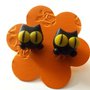 Orecchini muso di gatto con occhi gialli idea regalo per halloween in fimo