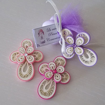 40 Tovaglioli Di Carta Per Prima Comunione Con Croce Rosa E Scritta "Dio Benedica", 33x33 Cm, Per Battesimo E Cresima
