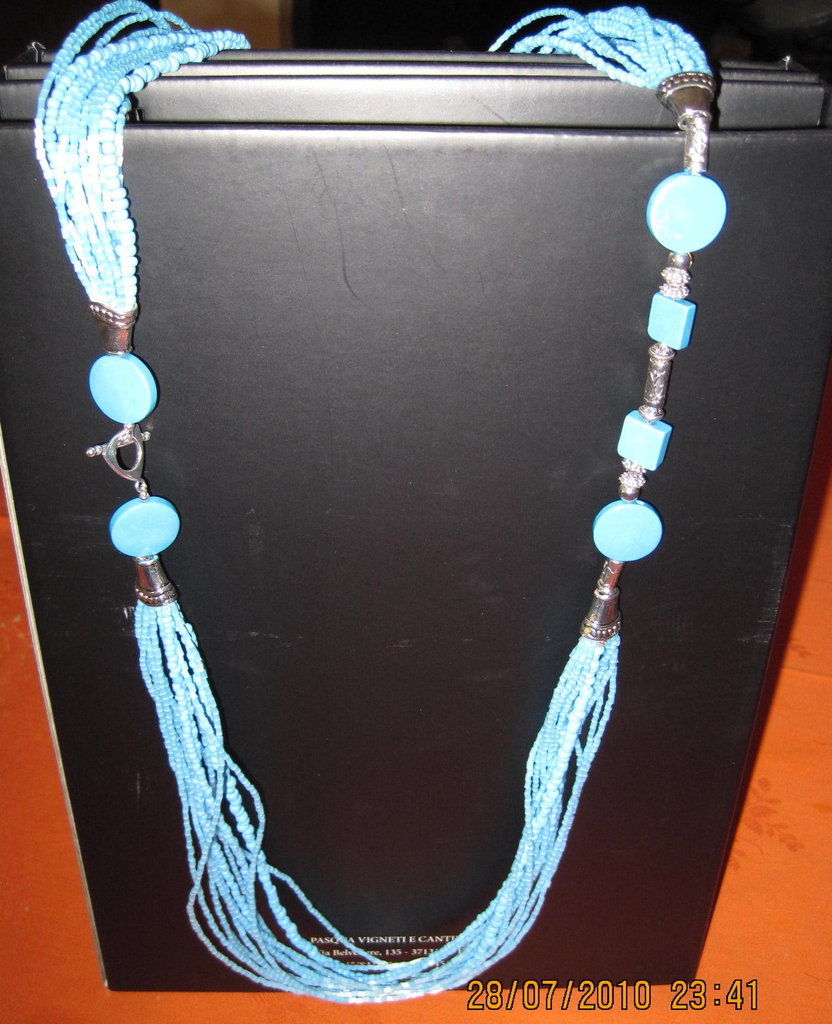 Collana Con Ciondolo In Turchese Sintetico Philip Jones – Placcata Argento, Con Biglietto Citazione, 43 Cm + 5 Cm, Ipoallergenica