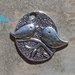 1 charm  medaglione uccellini 29 x25mm metallo argentato 