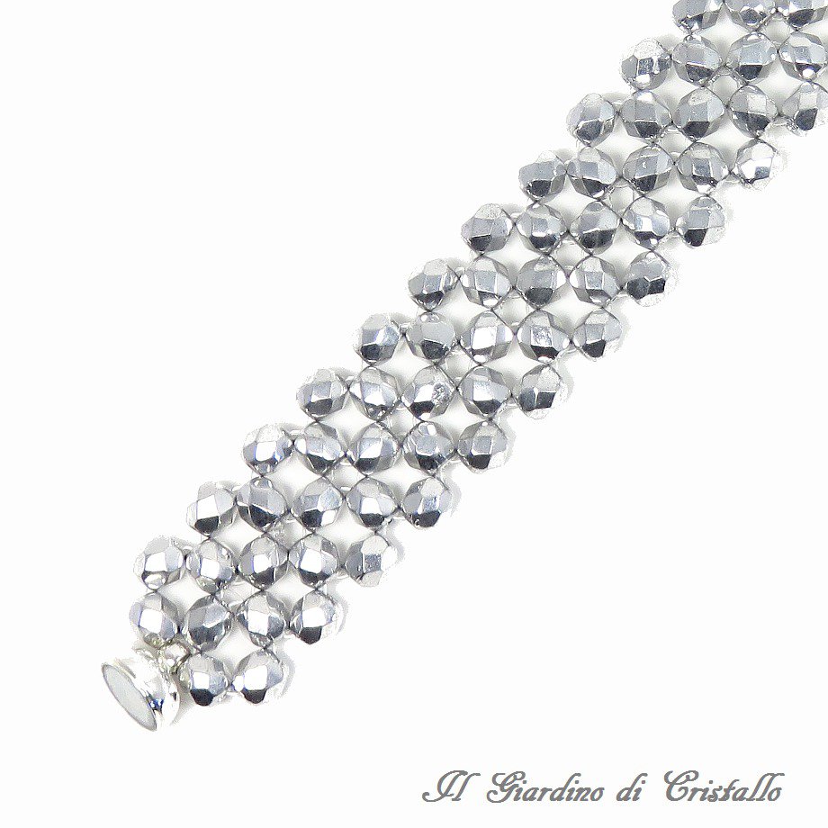Roxey B Bracciale Con Sette Fili Di Perle Di Vetro Nero – Chiusura Magnetica Placcata Argento – Lunghezza 17 Cm, Taglia Unica
