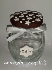 barattolo caffè decorato in fimo tema biscotto 
