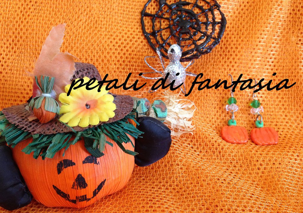 Orecchini A Bottone Zucca Di Halloween - Cristalli E Volto Sorridente - Gioielli Regalo Per Donne