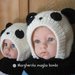 Berretto panda in pura lana merino superwash fatto a mano taglia 6 mesi