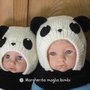 Berretto panda in pura lana merino superwash fatto a mano taglia 1 - 2 anni