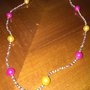 Collana di perline rocailles e perle gialle e rosa