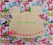 Cappellino a uncinetto neonata o neonato a forma di orsetto