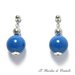 Orecchini pendenti con perle Swarovski grandi blu lapis e grigie fatti a mano - Achillea