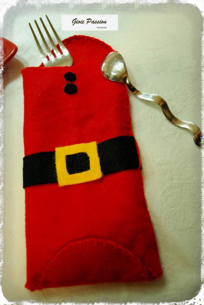 10 pezzi Cappello di Babbo Natale, Portaposate natalizi, Cappello porta