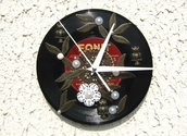Orologio da parete con disco vinile stile vintage applicazioni a tema gufi idea regalo meccanismo silenzioso