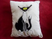 cuscino dipinto "gatto schizzato"