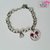 Bracciale catena in alluminio con targhetta in plexiglass mickey mouse e cuoricino in acciaio