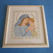 Quadro a punto croce "Madonna con bambino" con cornice in legno bianca