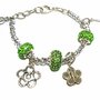 bracciale in acciaio con charms e strass verdi