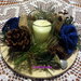 Centrotavola di Natale con candela e Rose blu all'uncinetto fatto a mano