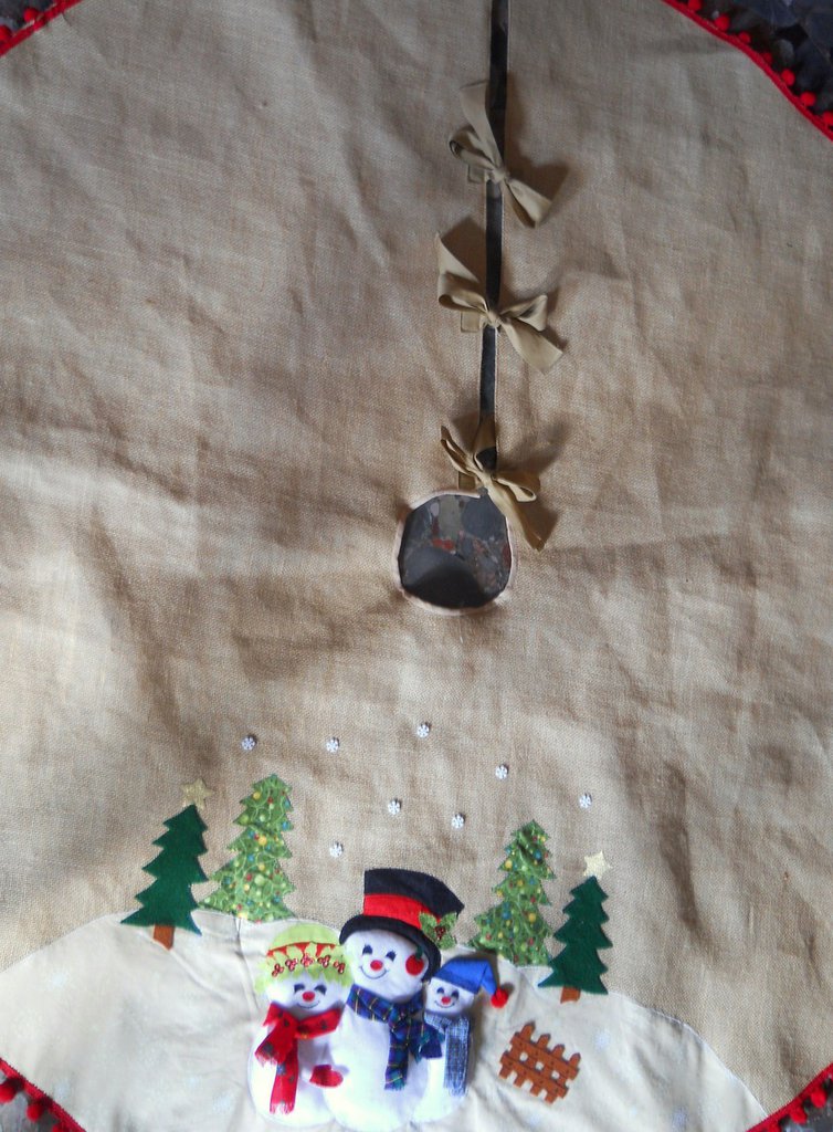 Copri base Albero di Natale in Tessuto con babbo natale verde cm 122xh1