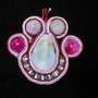 Ciondolo bordeaux in soutache e pietre