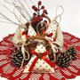 Decorazioni di Natale shabby chic "Abeti a pois" in feltro, nastro di raso e bottone di legno