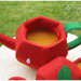 Giocattolo in feltro "Set da tè fragola rosso " senza dolci - Cibo e alimenti in feltro per bambini