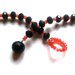 Collana "Drop salmon" cristalli neri e rosso/arancione con pendente in pietra dura
