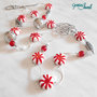 Collana lunga lampwork bianco, rosso e argento