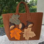 BORSA IN LANA COTTA "AUTUNNO" CON CASTAGNE E FOGLIE