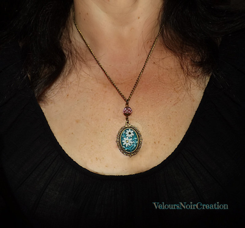 Atiptu Collana Gotica Con Pipistrello E Cammeo In Vetro Cristallo: Gioiello Vintage Per Halloween Con Ciondolo Rilievo