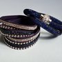 Bracciale stardust blu e bracciale slake blu con strass e borchie