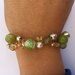 Bracciale fili rame con agate verdi, cristalli di luce e perle argento